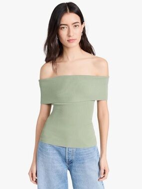 Alice & Olivia Dolan Off-The- Shoulder Sweater Top